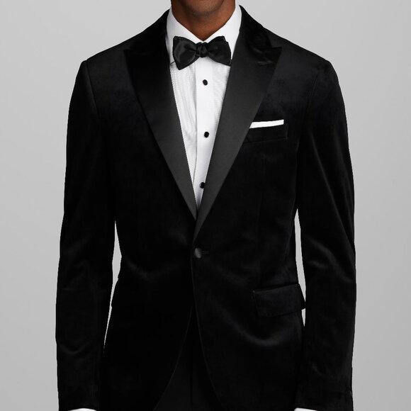 NEW WITH TAGS Jos. A. Bank Slim Fit Black Velvet Dinner Tuxedo Jacket 40R - Picture 1 of 5
